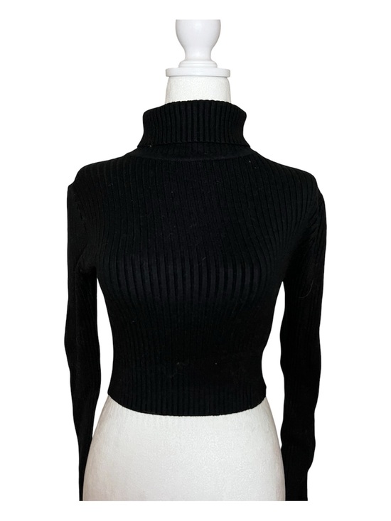 Love Tree Sweaters - NWT Large Love Tree Black Ribbed Cropped Turtleneck Sweater